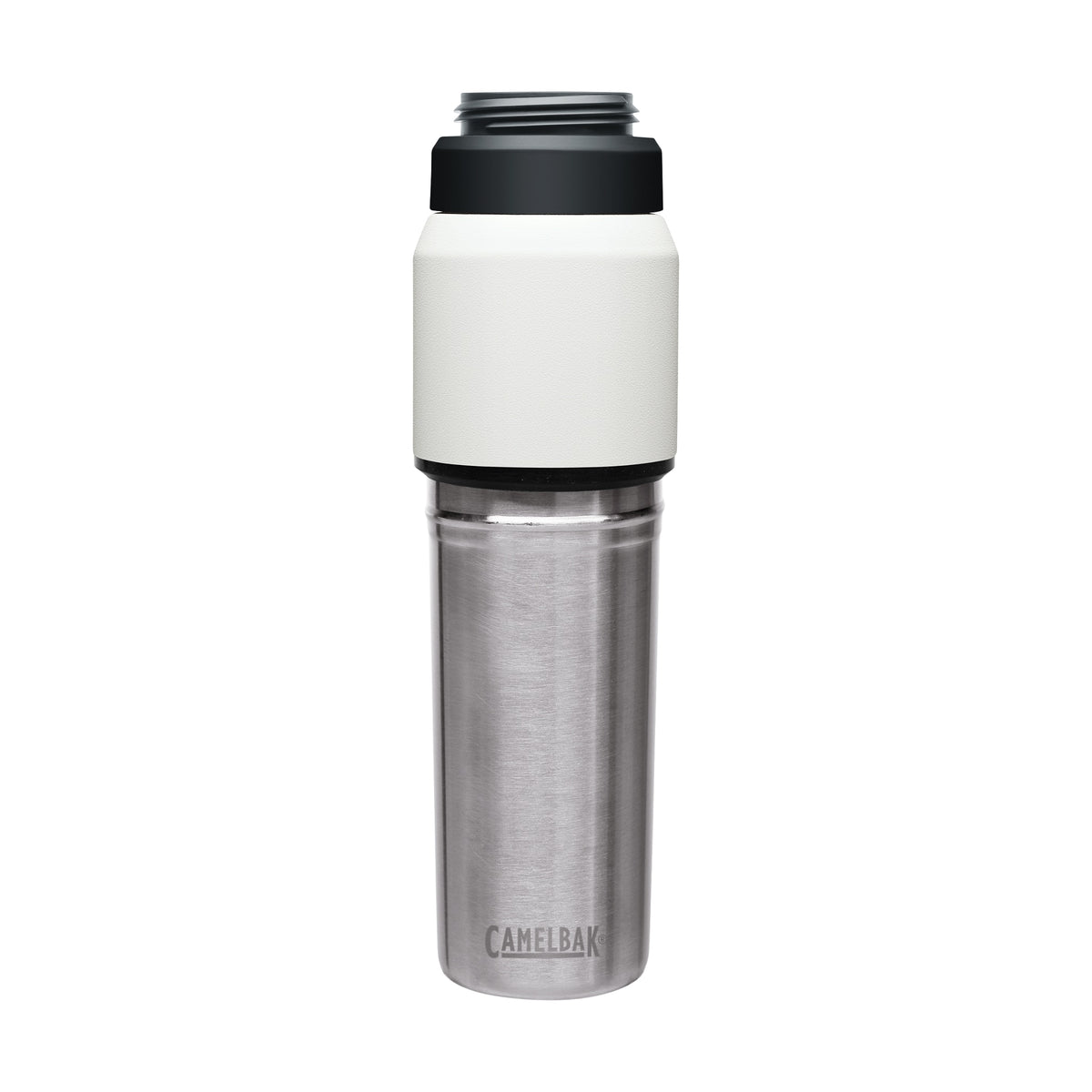 Garrafa Térmica Camelbak MultiBev 650 ml Branca, vista frontal com tampa aberta