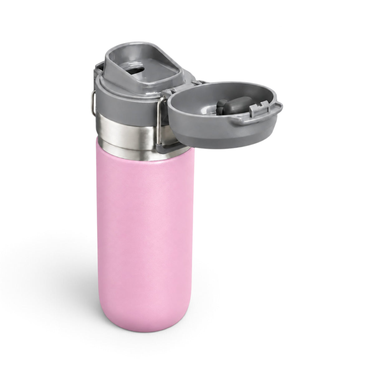 Garrafa Térmica Click 500 ml Rosa, com a tampa aberta