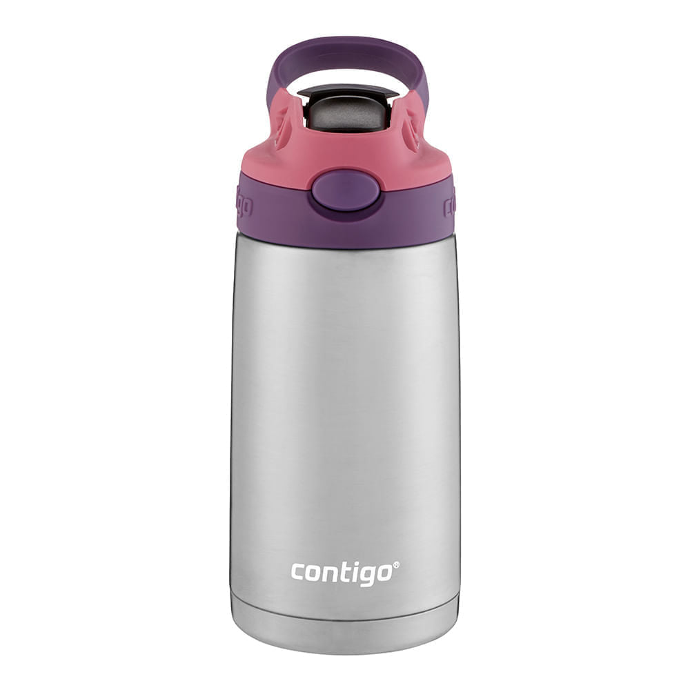 Garrafa Térmica Contigo Autospout Kids 384 ml Rosa, vista frontal com tampa fechada