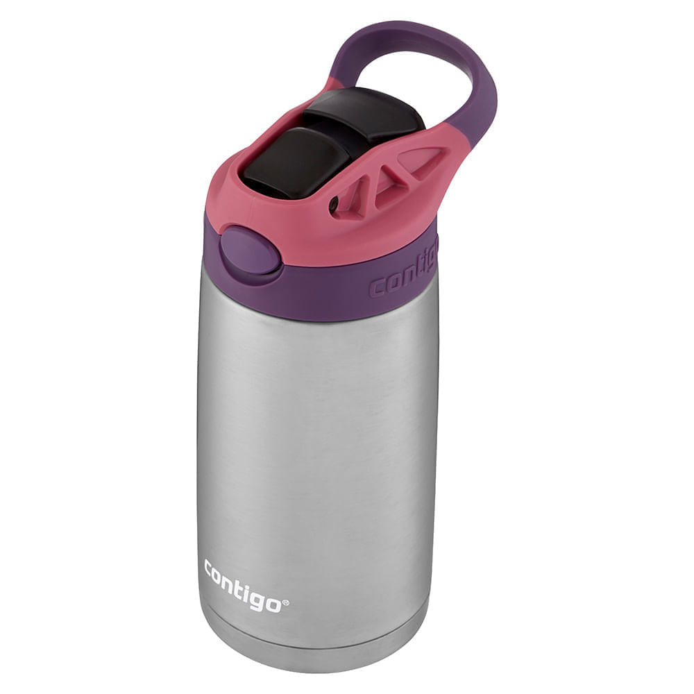 Garrafa Térmica Contigo Autospout Kids 384 ml Rosa, vista frontal com tampa fechada, foto 3 de 10