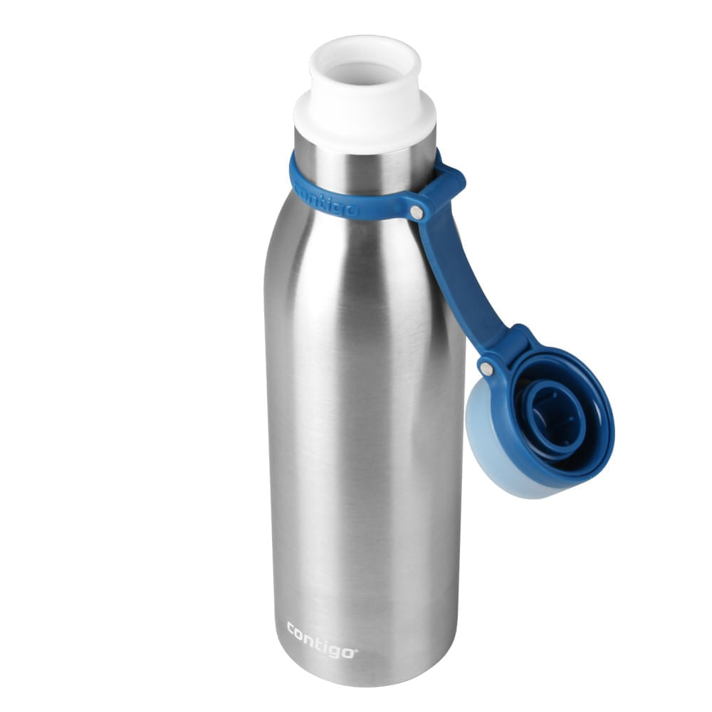 Garrafa Térmica Contigo Matterhorn THERMALOCK™ 591 ml Inox, com a tampa aberta