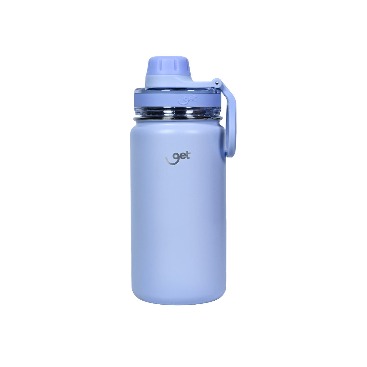 Garrafa Térmica GET Trity 350 ml Lavanda, vista frontal com tampa fechada