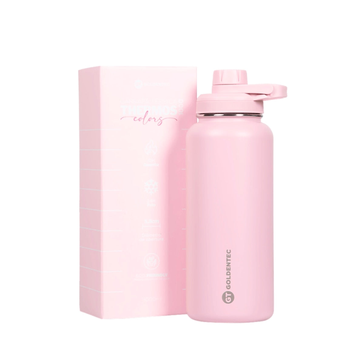 Garrafa Térmica Goldentec 1000ml na cor Rosa bebê
