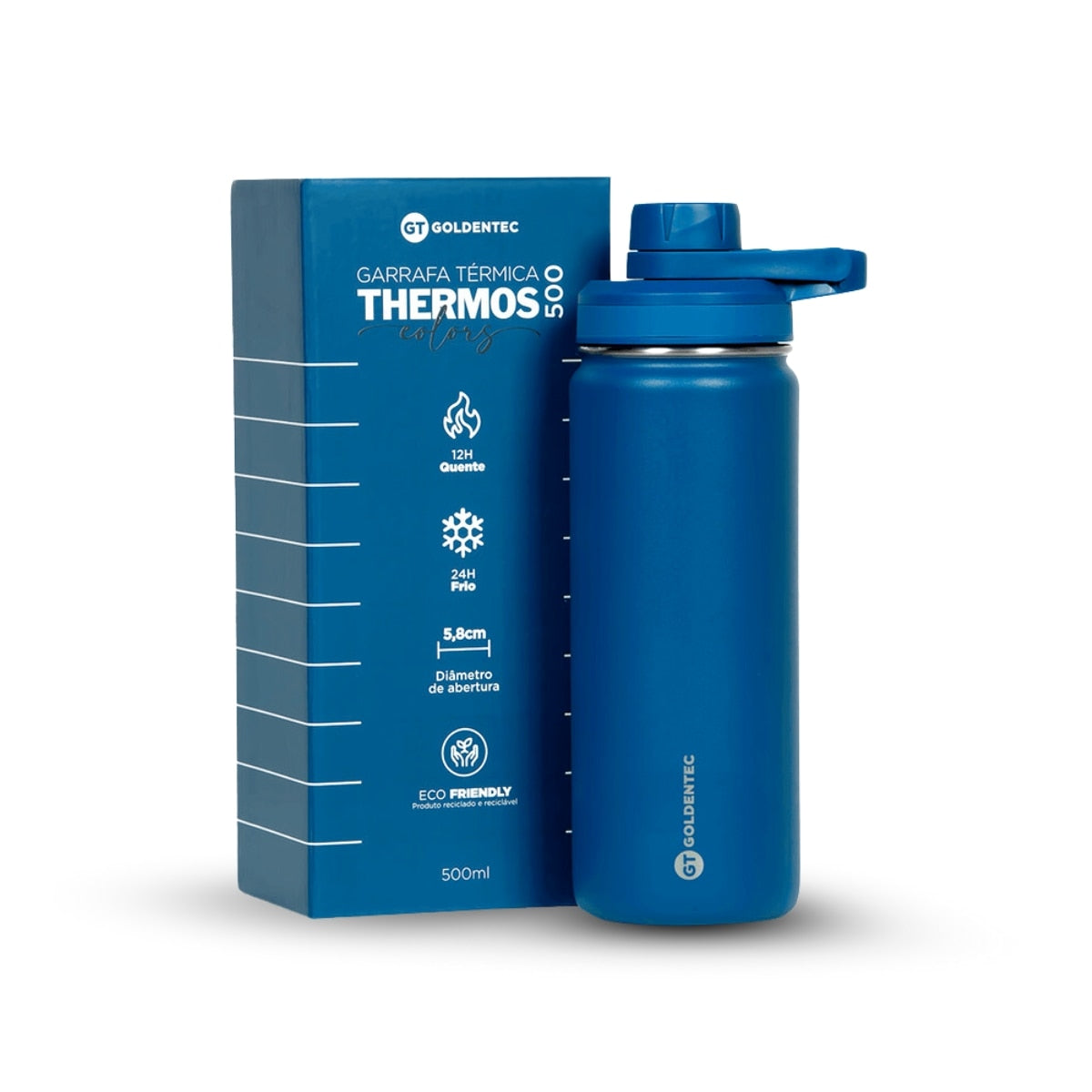 Garrafa Térmica Goldentec 500ml na cor Azul