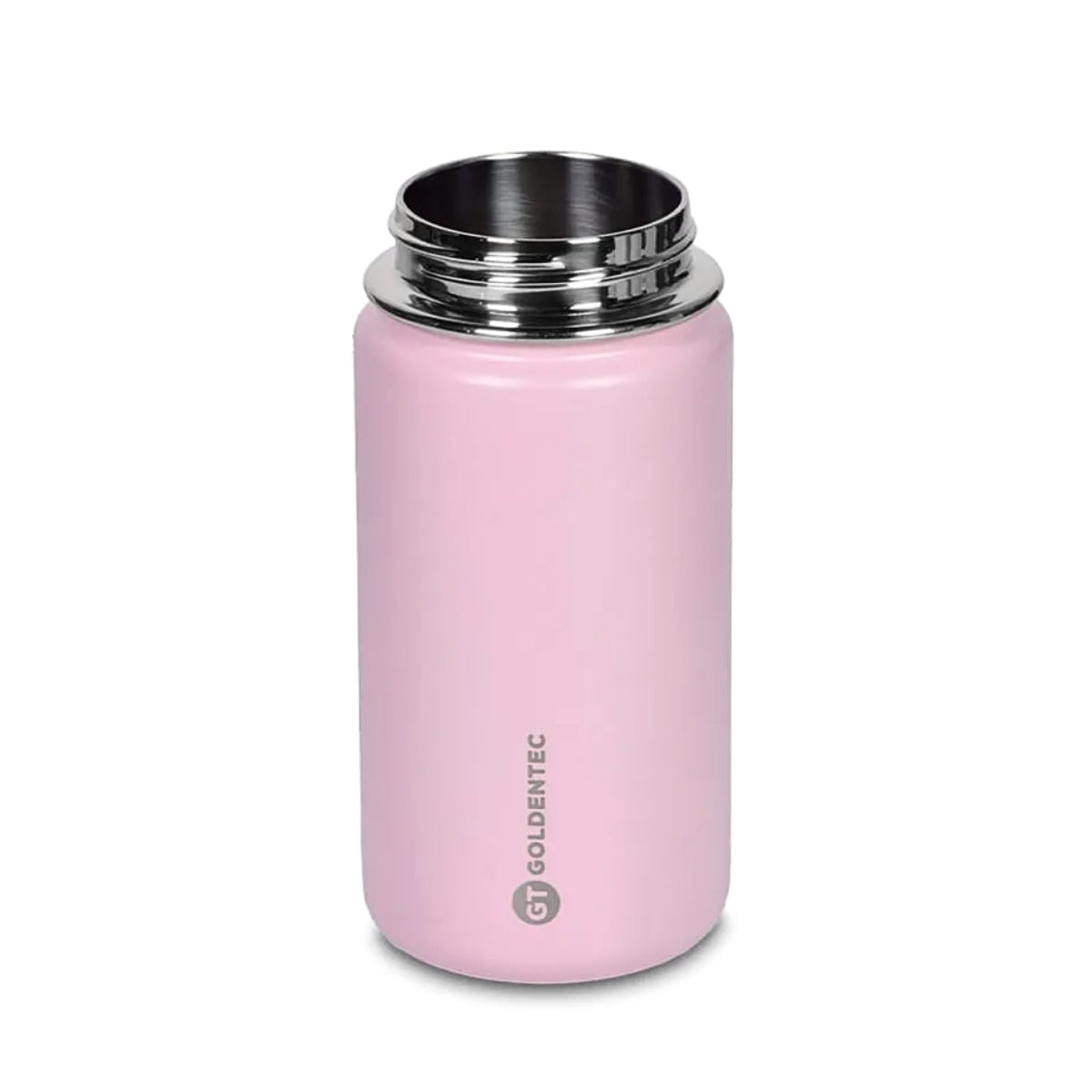 Garrafa Térmica Goldentec 350 ml Rosa, com a tampa aberta, foto 11 de 18