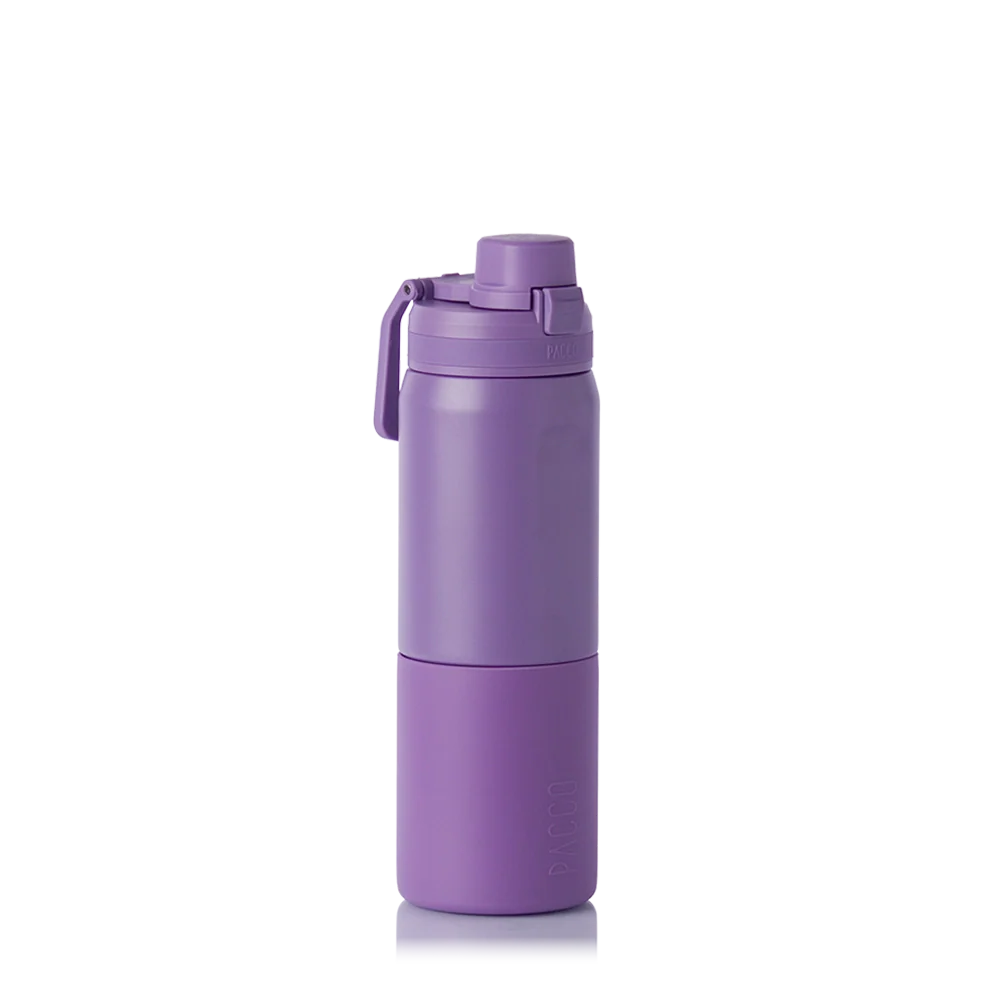 Garrafa Térmica Nexa 600 ml PACCO Purple haze, vista frontal com tampa fechada