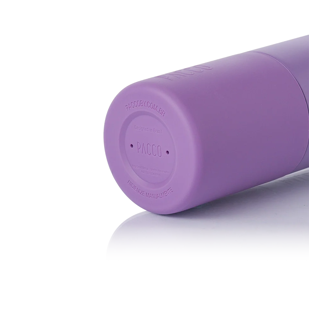Garrafa Térmica Nexa 600 ml PACCO Purple haze, vista da base com tampa fechada