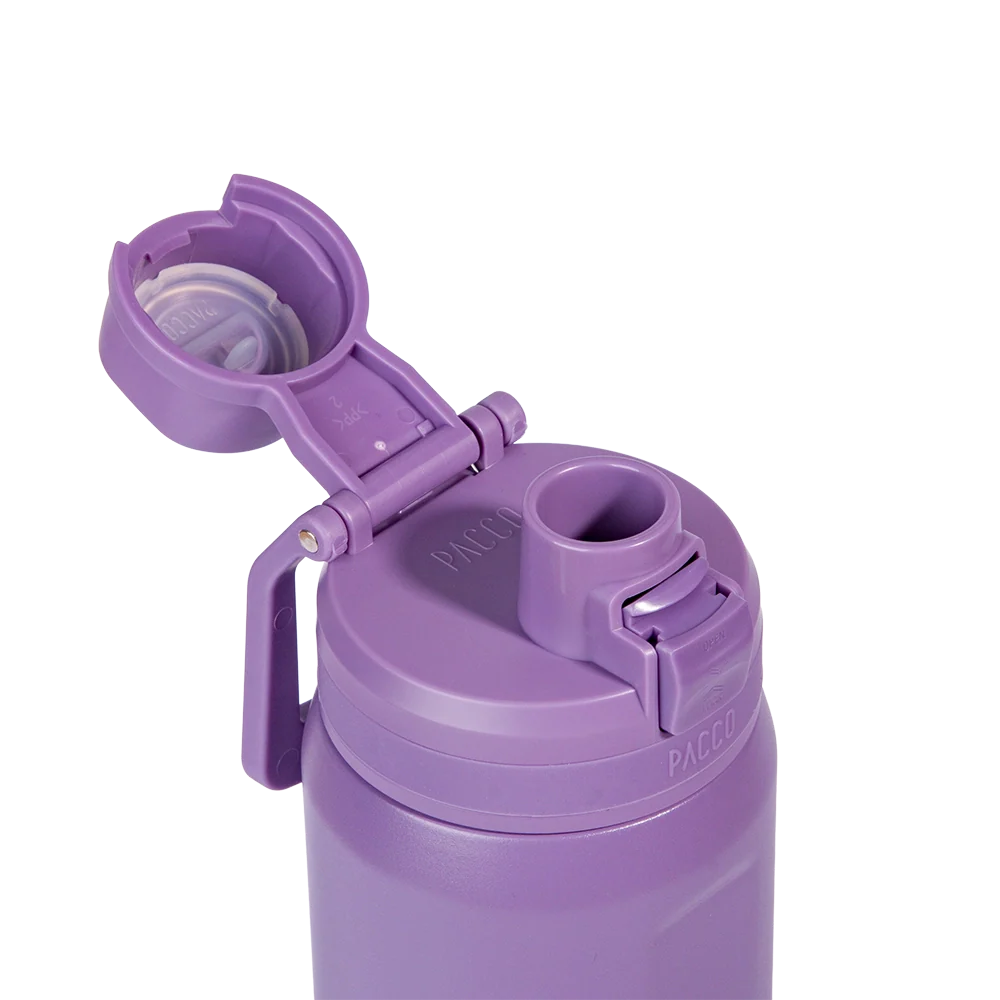 Garrafa Térmica Nexa 600 ml PACCO Purple haze, com a tampa aberta, foto 54 de 64