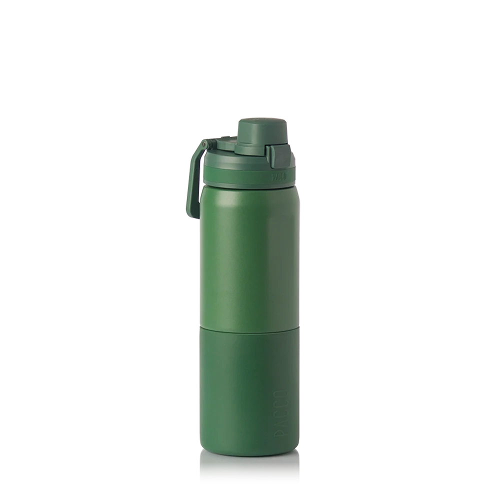 Garrafa térmica Nexa 600ml da PACCO na cor verde militar