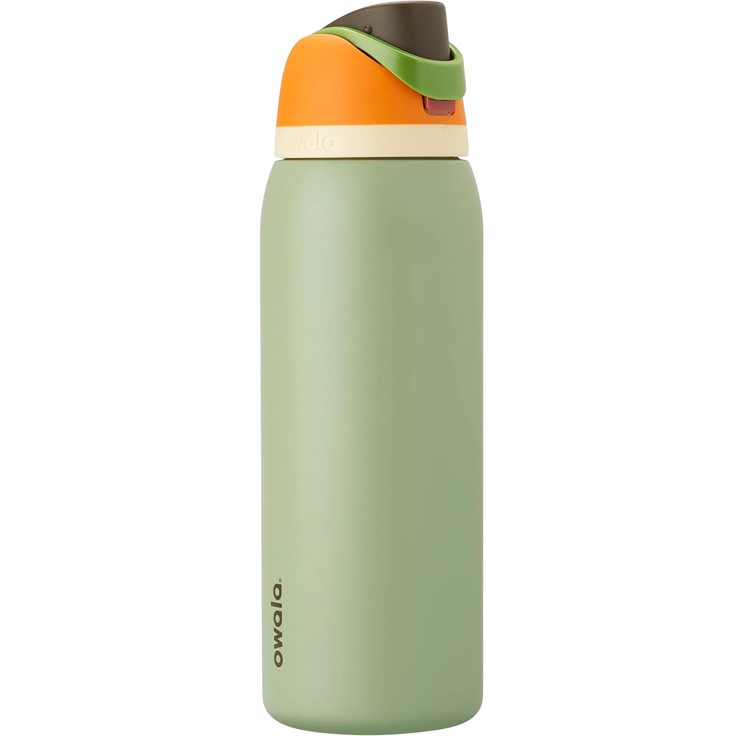 Garrafa Térmica Owala FreeSip - 1180ml | 40oz em design moderno e função dupla com canudo e abertura ampla, cor verde e laranja.