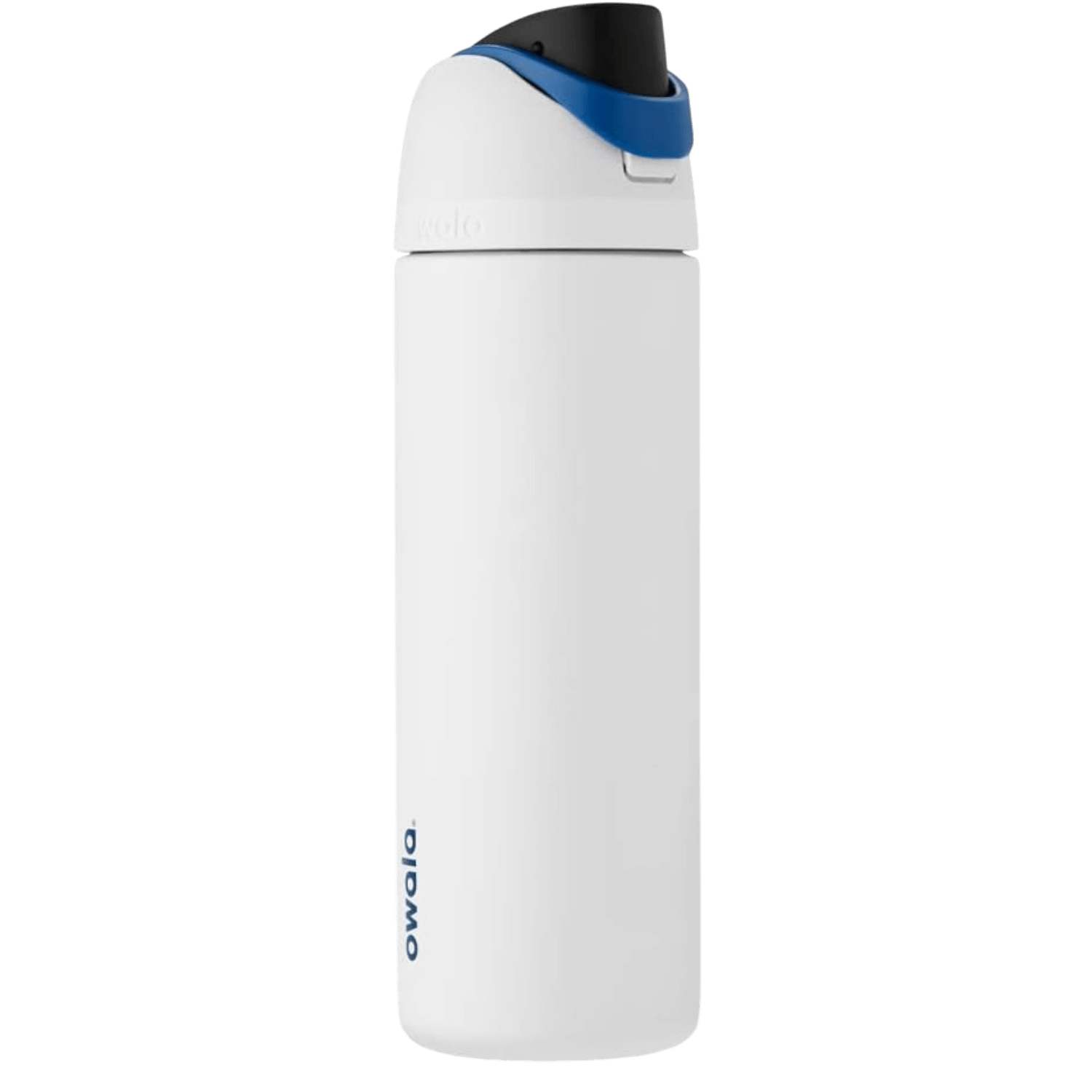 Garrafa Térmica Owala FreeSip - 710ml | 24oz, branca com tampa azul, design inovador e prático, isolamento de tripla parede.
