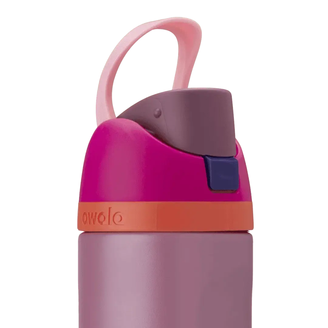 Garrafa Térmica Owala FreeSip - 710ml | 24oz, design moderno, tampa com botão e trava, cor vibrante, duas formas de beber, canudo e bocal.