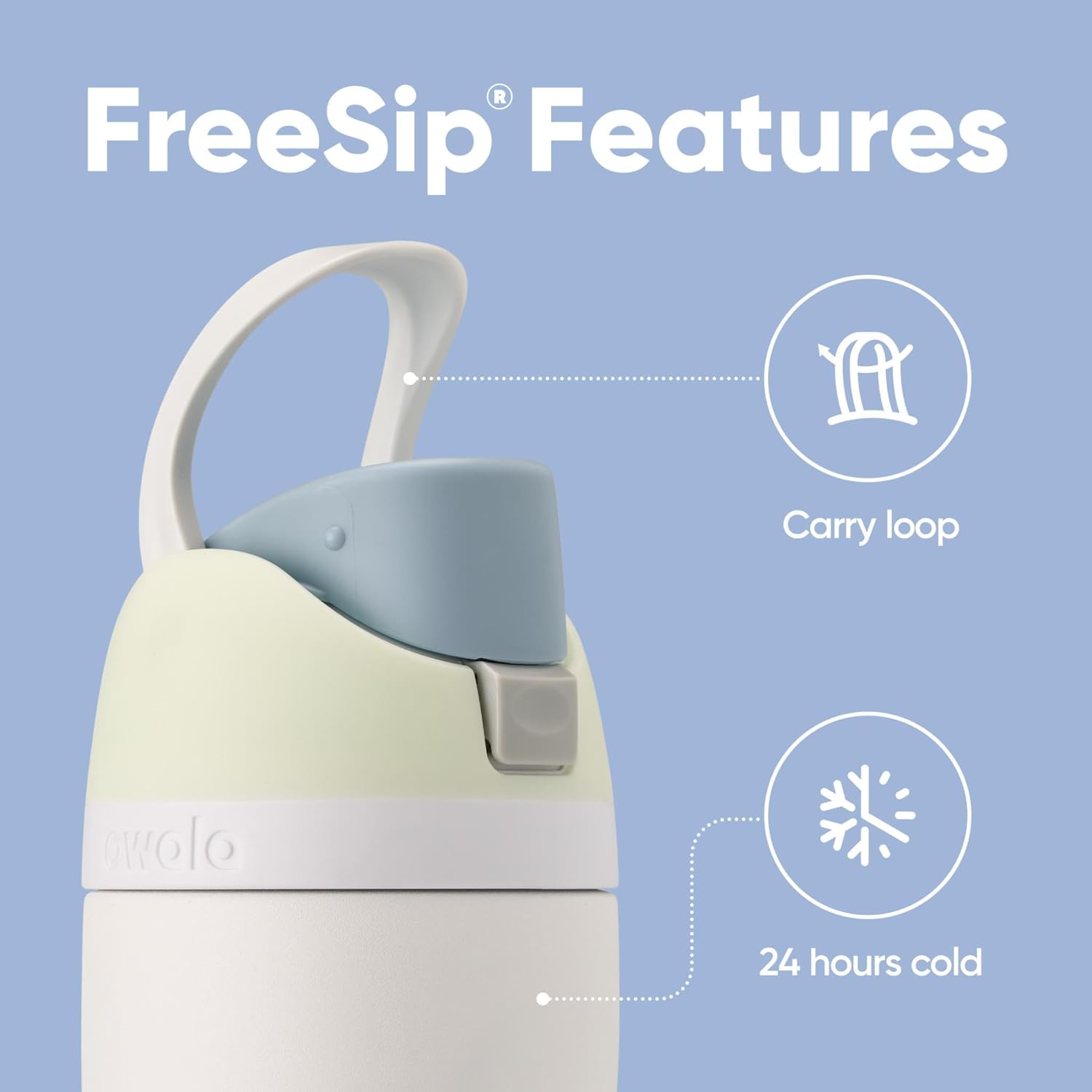 Garrafa térmica Owala FreeSip 710ml com alça prática e conservação de temperatura por 24 horas, design inteligente.
