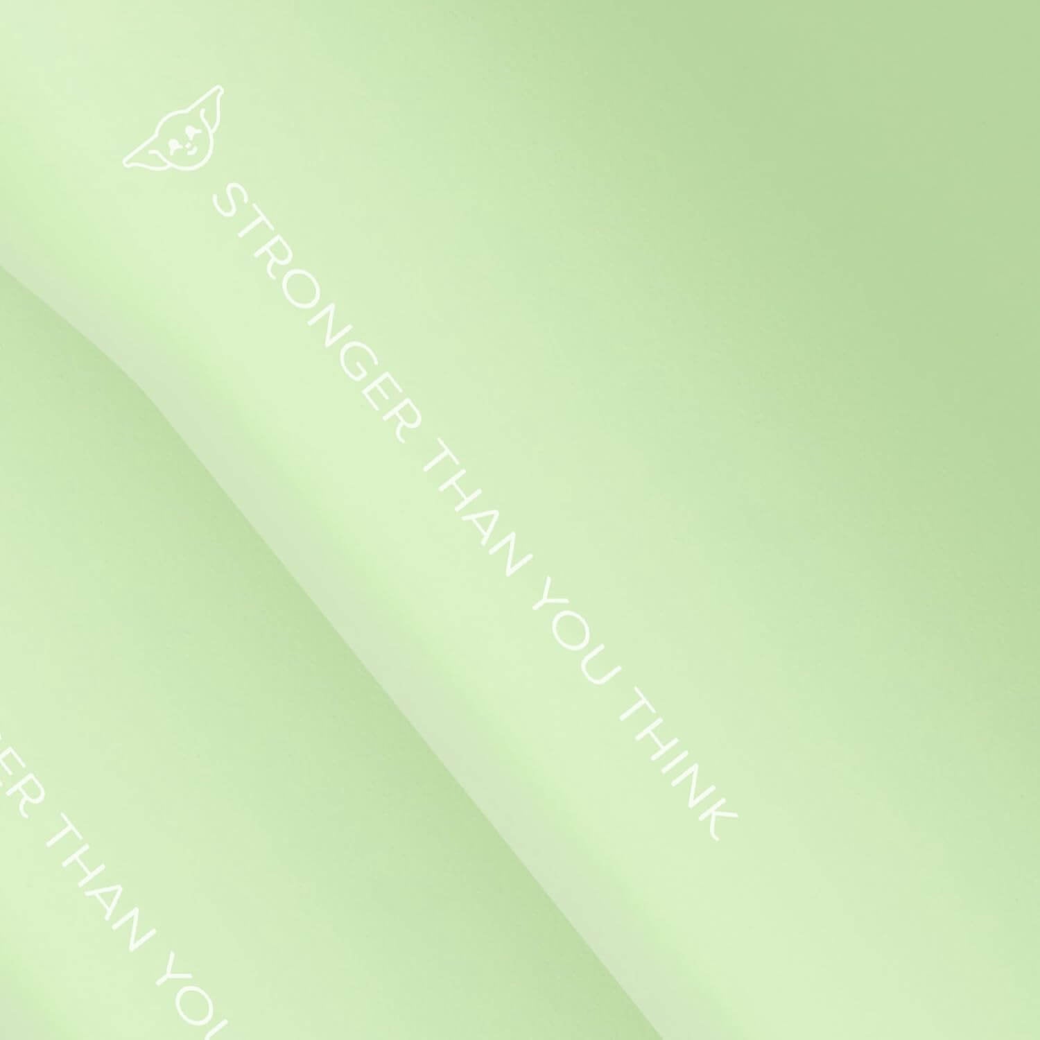 Imagem motivacional com texto 'Stronger Than You Think' em fundo verde claro.