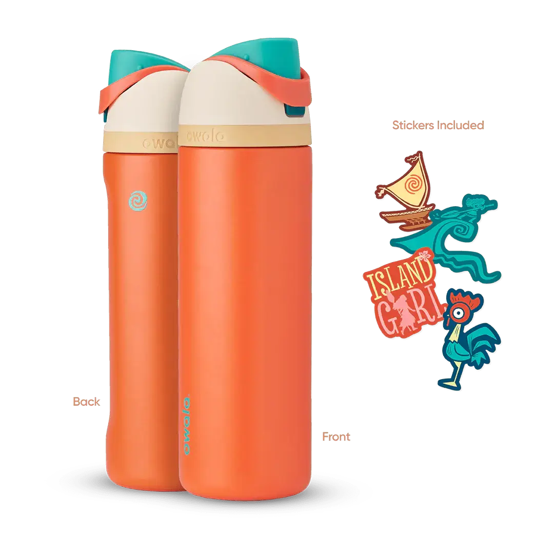 Garrafa Térmica Owala FreeSip - 710ml | 24oz, design laranja vibrante com bico FreeSip patenteado, duas formas de beber.