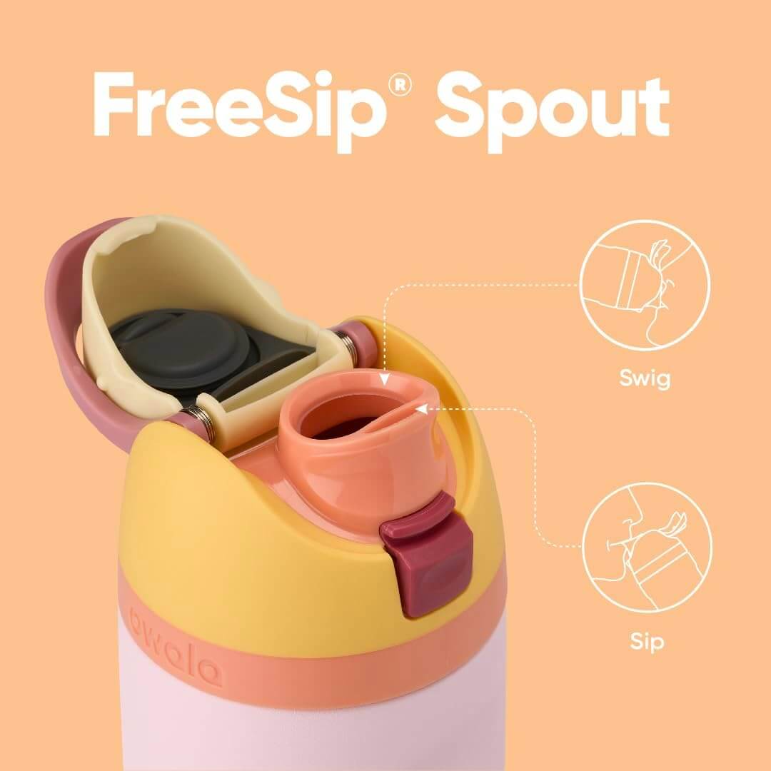 Garrafa Térmica Owala FreeSip - 710ml | 24oz com bico FreeSip patenteado, mostrando duas formas de beber: canudo e bocal inclinado.