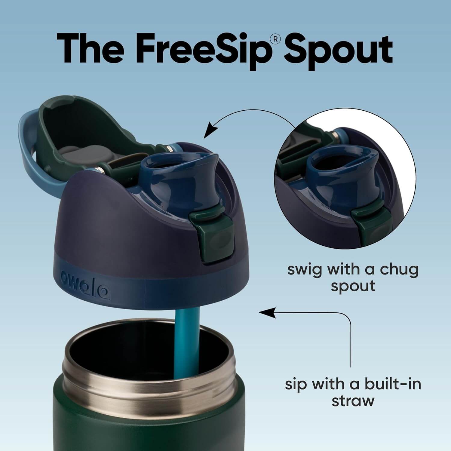 Garrafa Térmica Owala FreeSip - 710ml | 24oz com bico FreeSip patenteado e duas formas de beber: canudo embutido e bocal inclinado.
