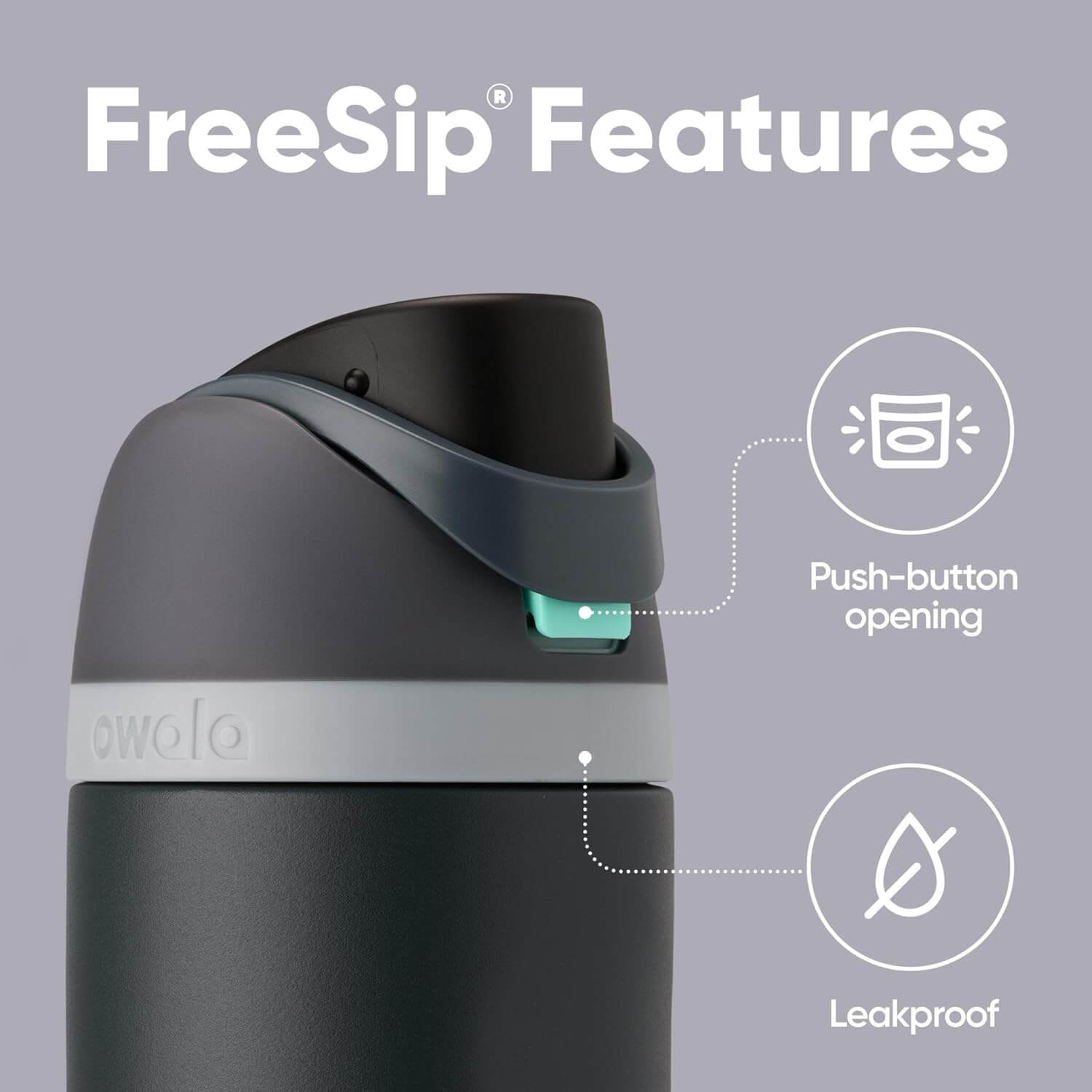 Garrafa Térmica Owala FreeSip - 710ml | 24oz com tampa de abertura por botão e design à prova de vazamentos.