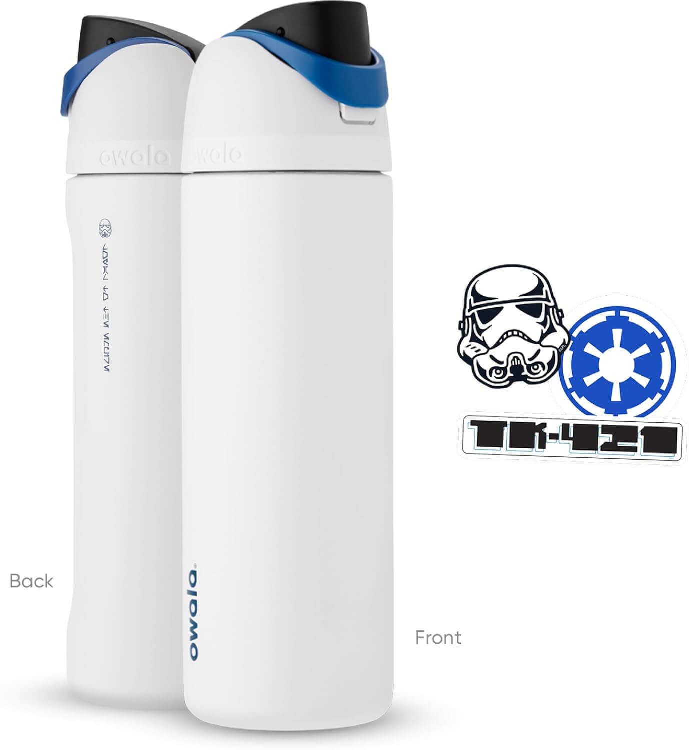 Garrafa Térmica Owala FreeSip - 710ml | 24oz em branco, design moderno com tampa azul, ideal para hidratação prática e eficiente.