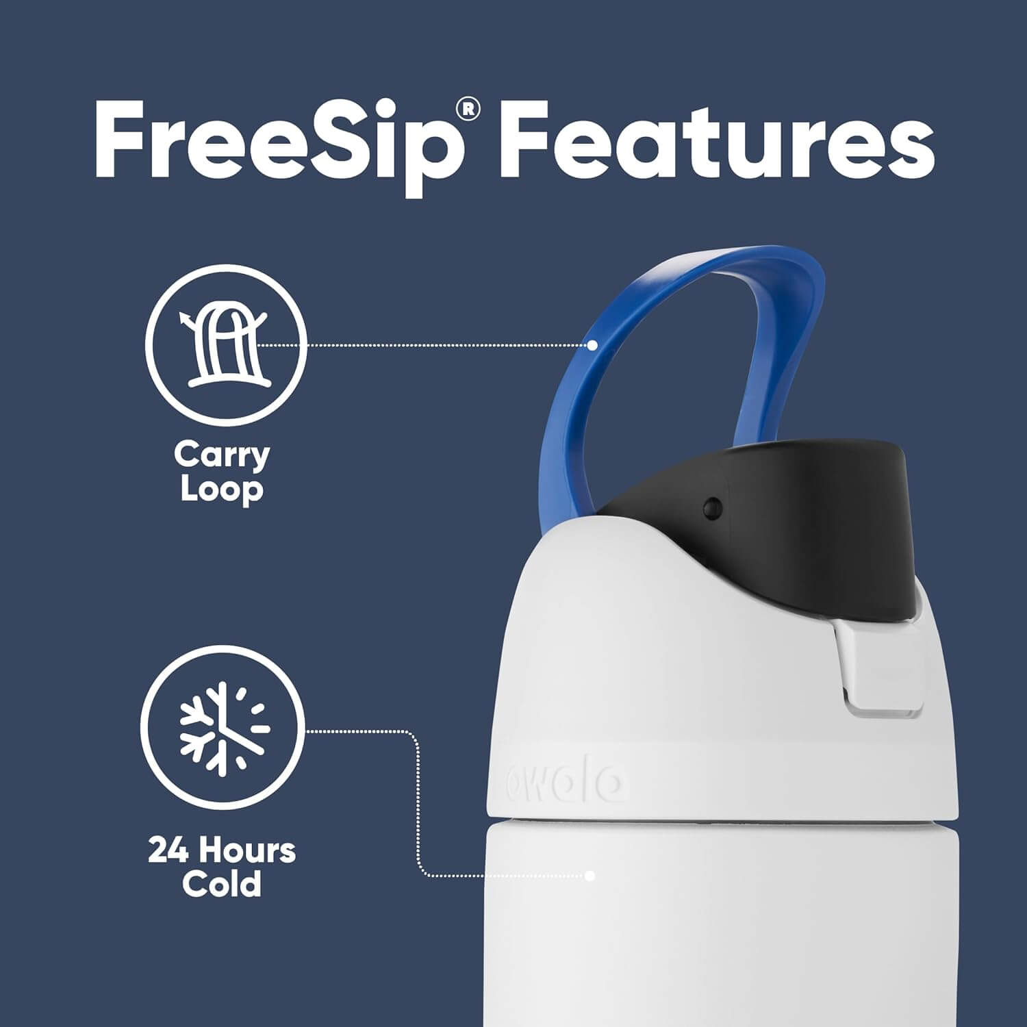 Garrafa Térmica Owala FreeSip - 710ml | 24oz com alça de transporte e 24 horas de conservação térmica