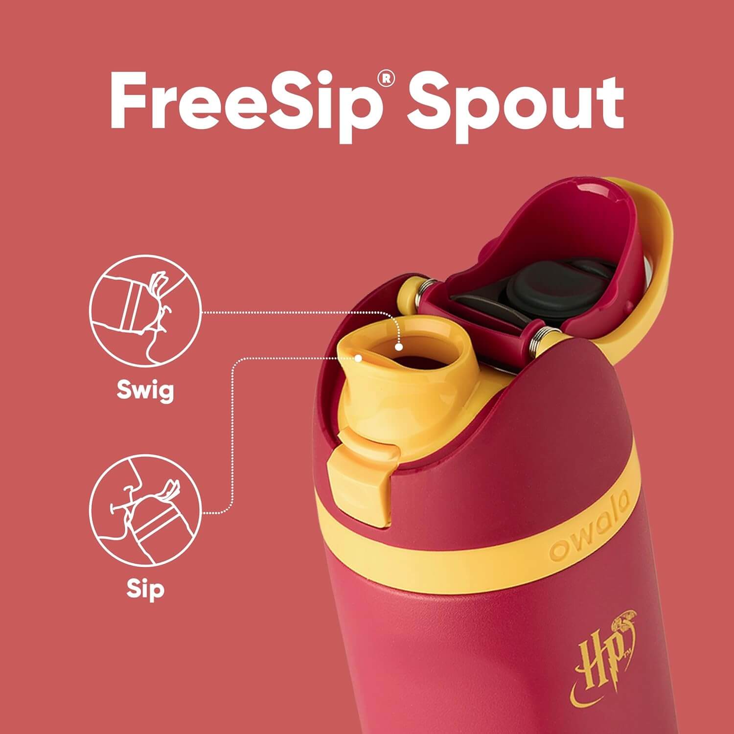 Design da Garrafa Térmica Owala FreeSip - 710ml | 24oz com canudo e bocal destacados.