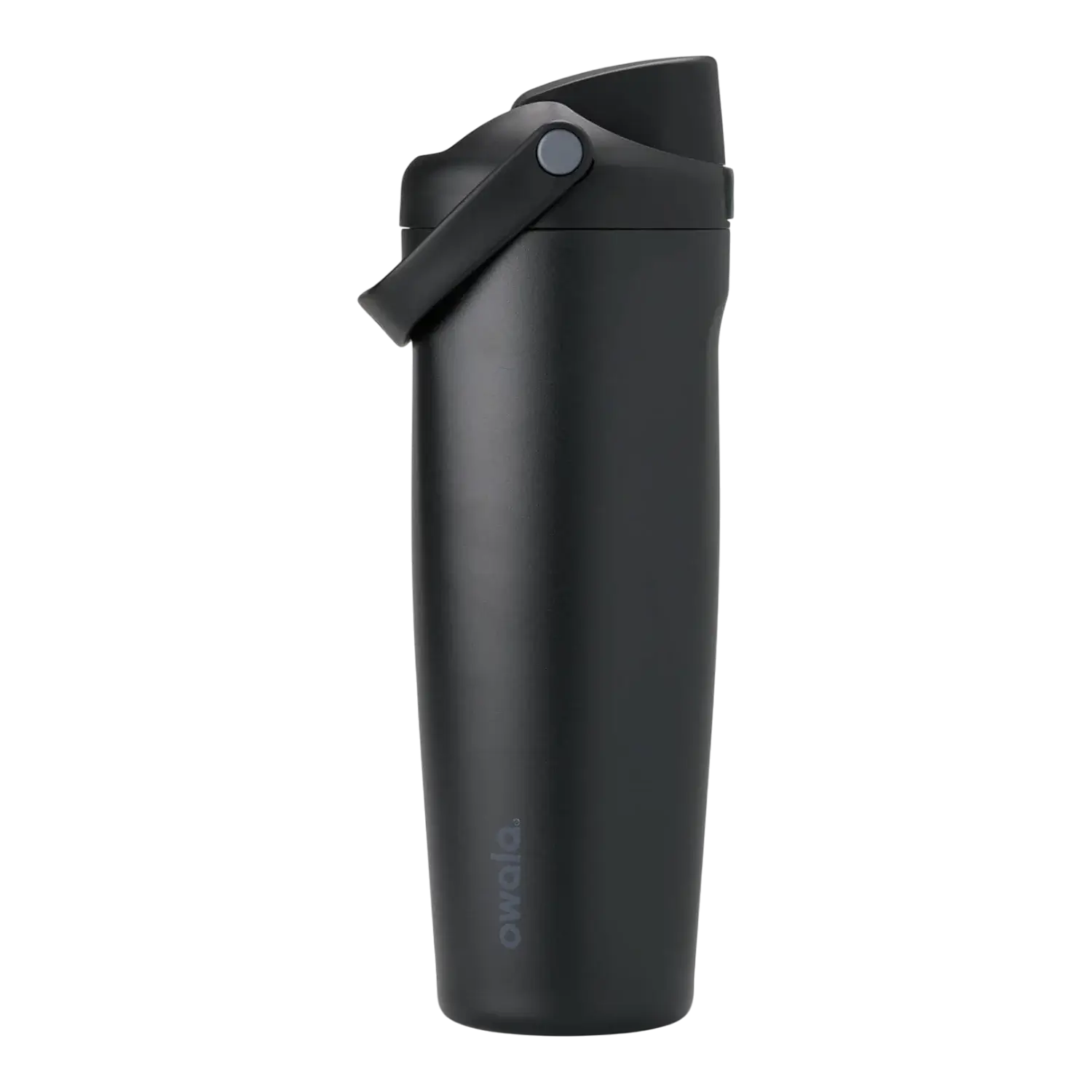Garrafa Térmica Owala FreeSip Sway - 887ml, garrafa preta com corpo em aço inox e alça ergonômica, ideal para manter bebidas geladas.