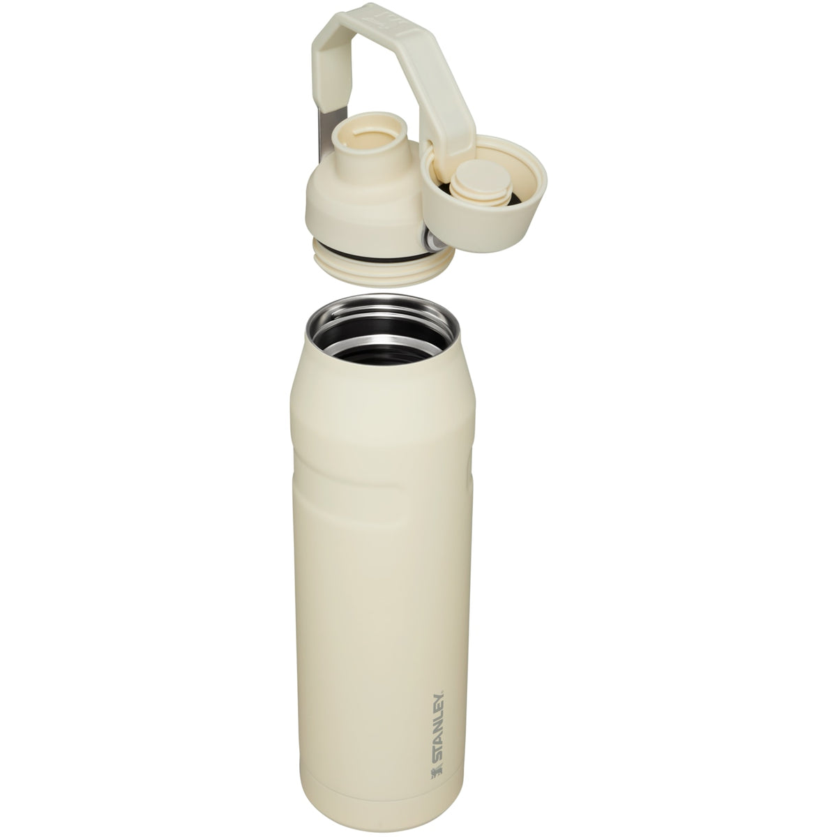 Garrafa Térmica Stanley Aerolight™ Fast Flow 1,1 L Cream, com a tampa aberta