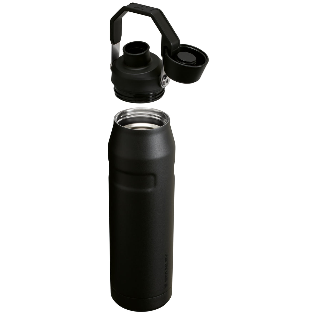 Garrafa Térmica Stanley Aerolight™ Fast Flow 1,1 L Matte Black, com a tampa aberta