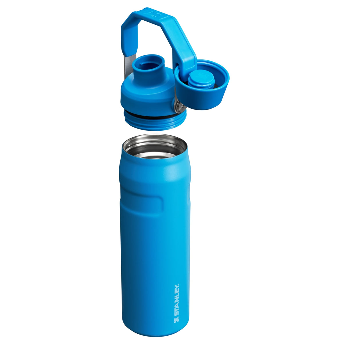 Garrafa Térmica Stanley Aerolight™ Fast Flow 710 ml Azure, com a tampa aberta