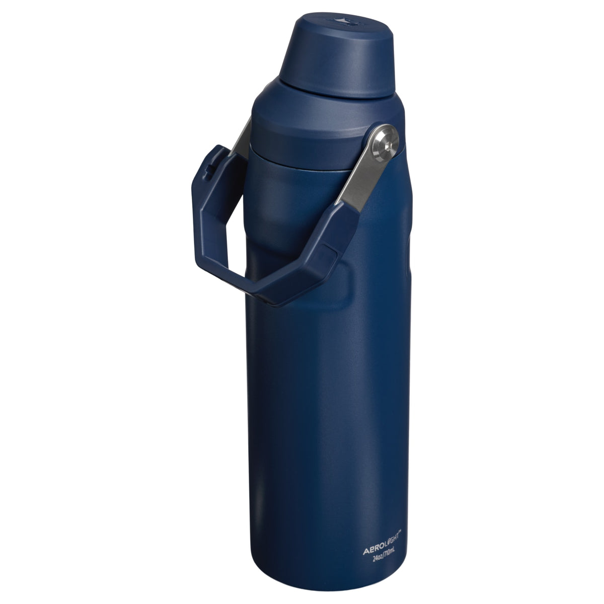 Garrafa Térmica Stanley Aerolight™ Fast Flow 710 ml Dark Navy, vista lateral com tampa fechada