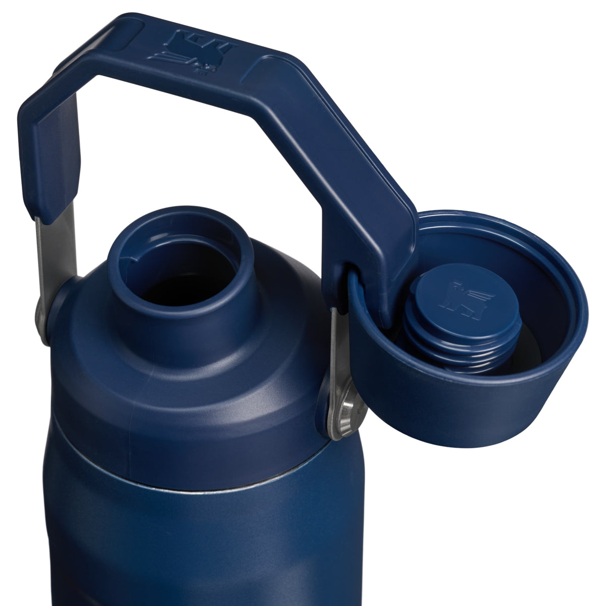 Garrafa Térmica Stanley Aerolight™ Fast Flow 710 ml Dark Navy, com a tampa aberta