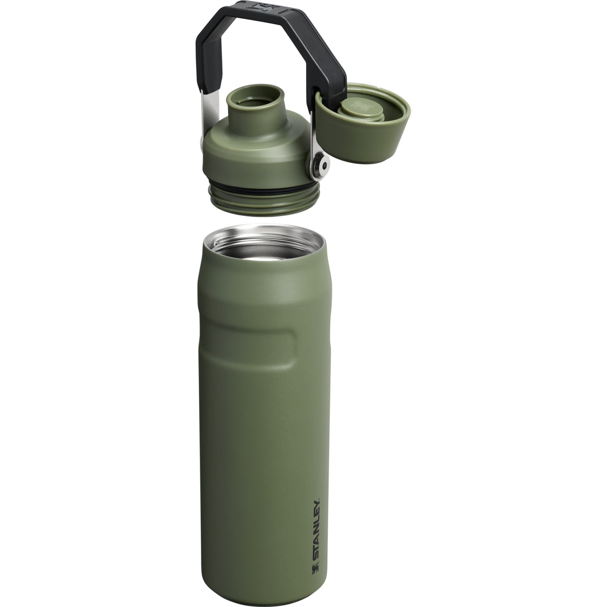 Garrafa Térmica Stanley Aerolight™ Fast Flow 710 ml Dried Pine, com a tampa aberta