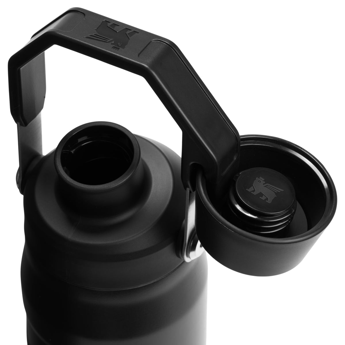 Garrafa Térmica Stanley Aerolight™ Fast Flow 710 ml Matte Black, vista de cima com tampa aberta
