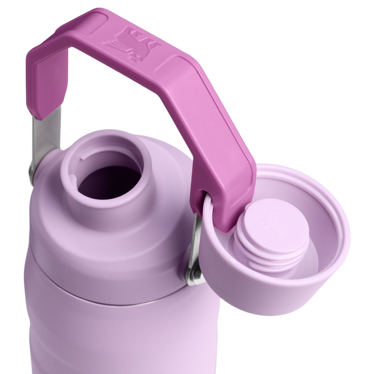 Garrafa Térmica Stanley Aerolight™ Fast Flow 710 ml Soft Orchid, com a tampa aberta