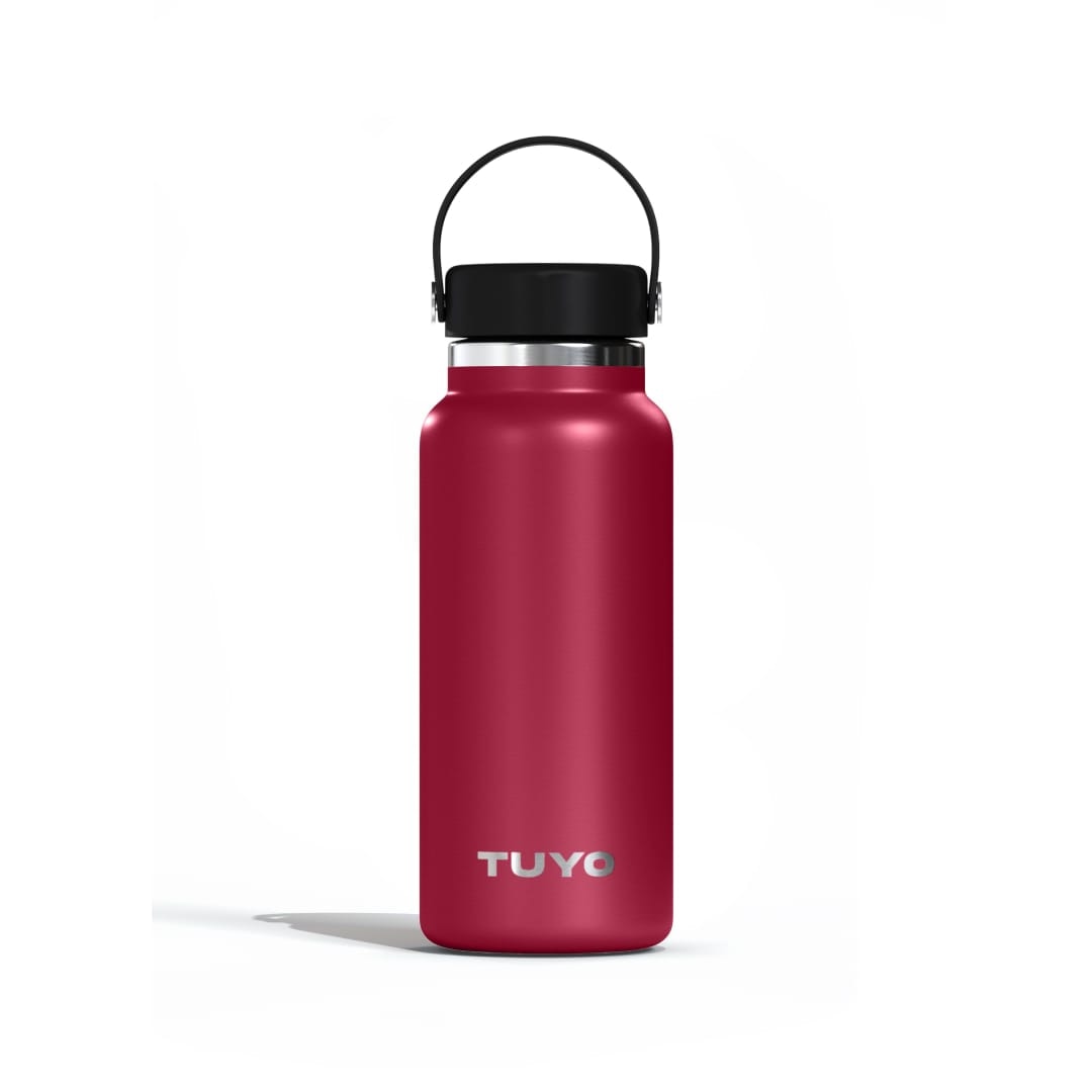Garrafa Térmica Tuyo 1000 ml Bordô, vista frontal com tampa fechada