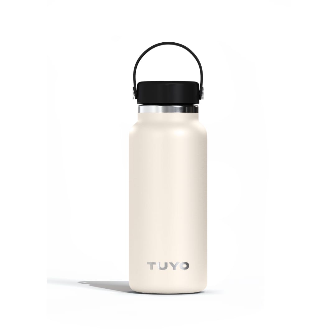 Garrafa Térmica Tuyo 1000 ml Off White, vista frontal com tampa fechada