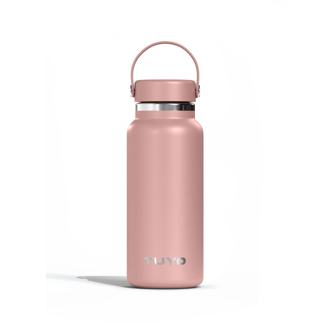 Garrafa Térmica Tuyo 1000 ml Rosa Taupe, vista frontal com tampa fechada