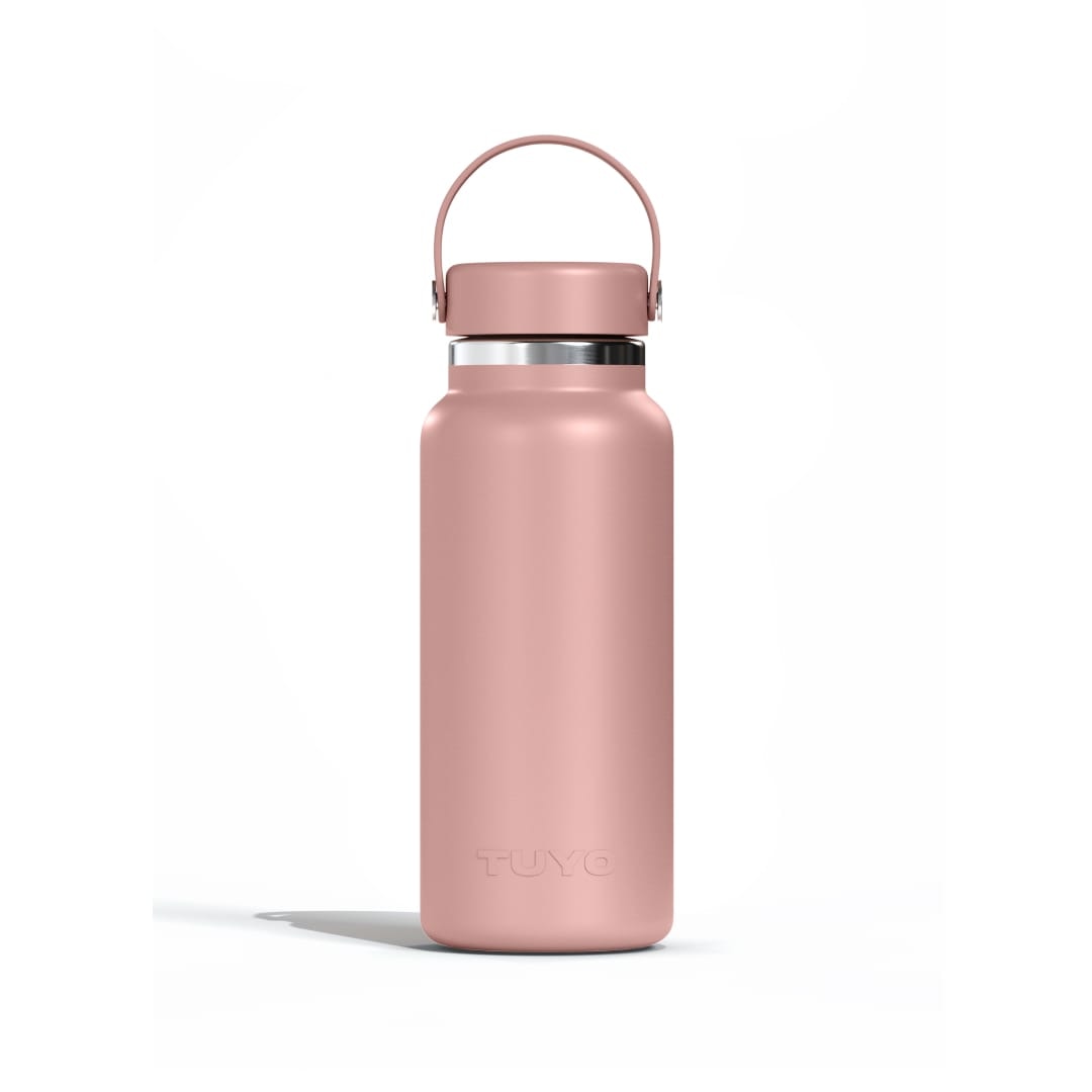 Garrafa Térmica Tuyo 1000 ml Rosa Taupe, vista frontal com tampa fechada, foto 2 de 92