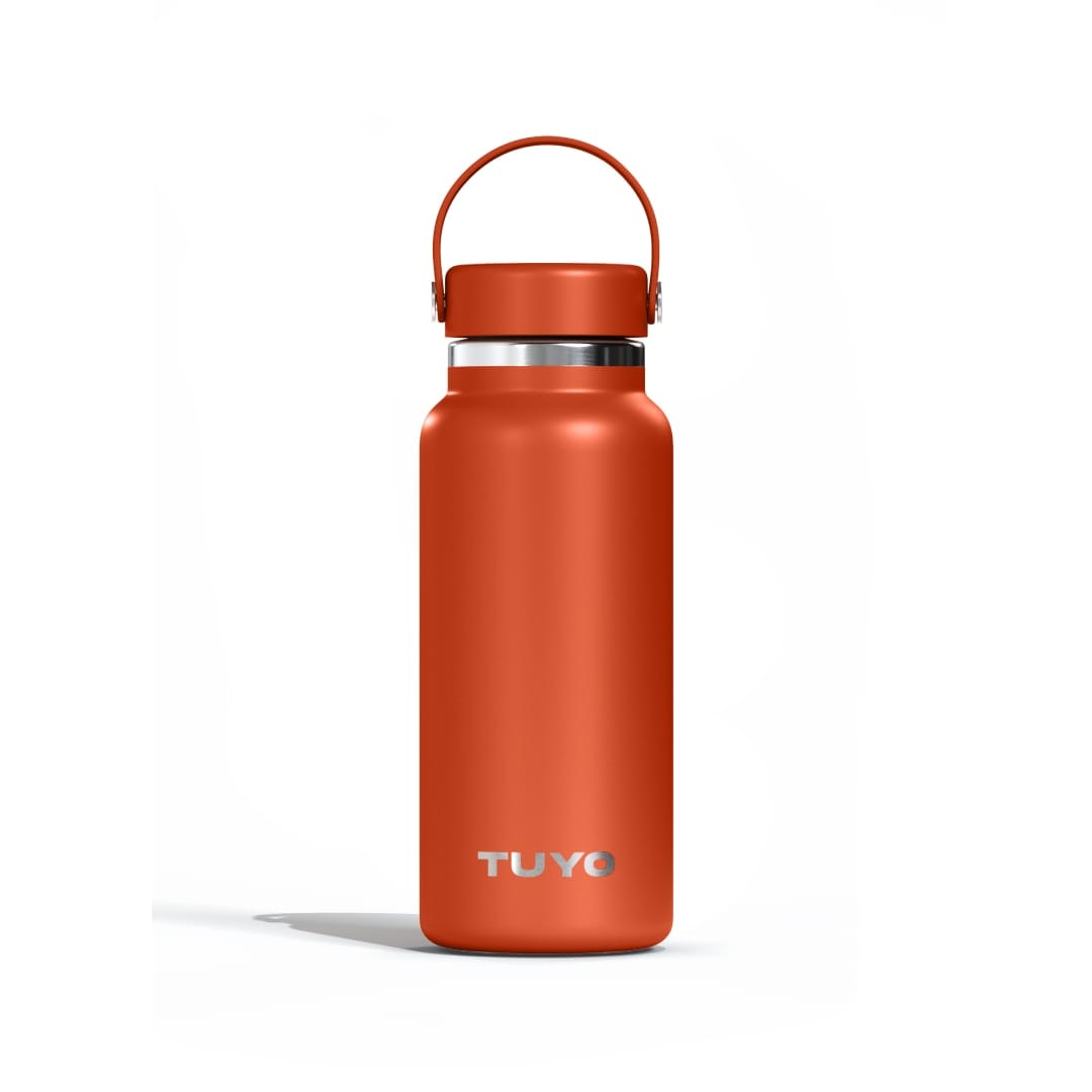 Garrafa Térmica Tuyo 1000 ml Terracota, vista frontal com tampa fechada