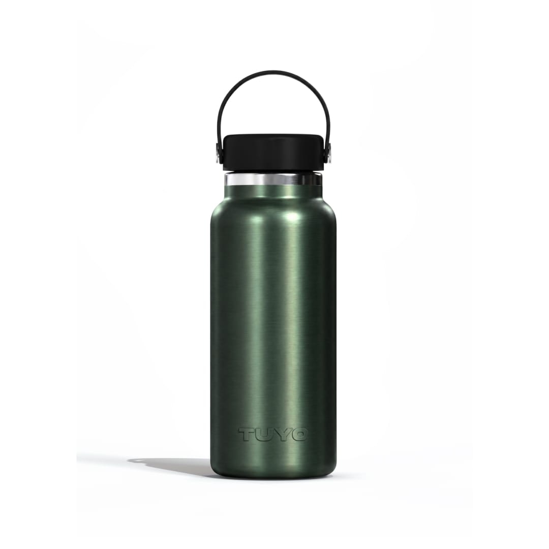 Garrafa Térmica Tuyo 1000 ml Verde Metálico, vista frontal com tampa fechada, foto 82 de 92