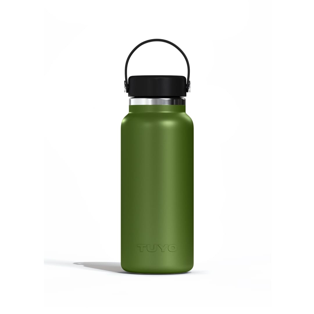 Garrafa Térmica Tuyo 1000 ml Verde Militar, vista frontal com tampa fechada, foto 32 de 92