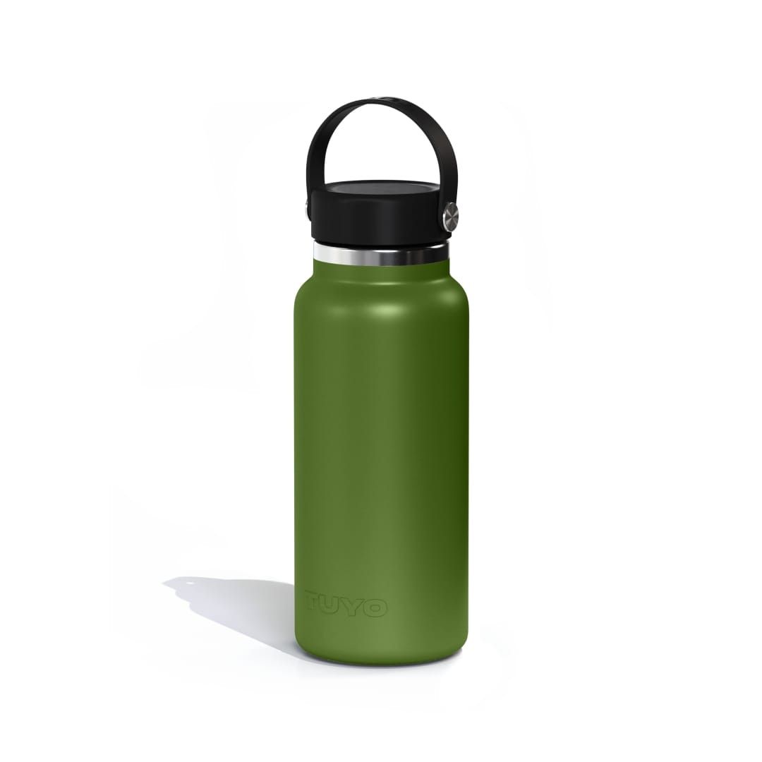 Garrafa Térmica Tuyo 1000 ml Verde Militar, vista frontal com tampa fechada, foto 33 de 92