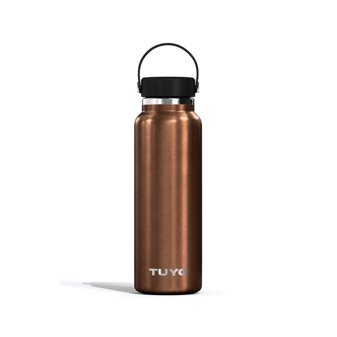 Garrafa Térmica Tuyo 1200 ml Marrom Metálico, vista frontal com tampa fechada