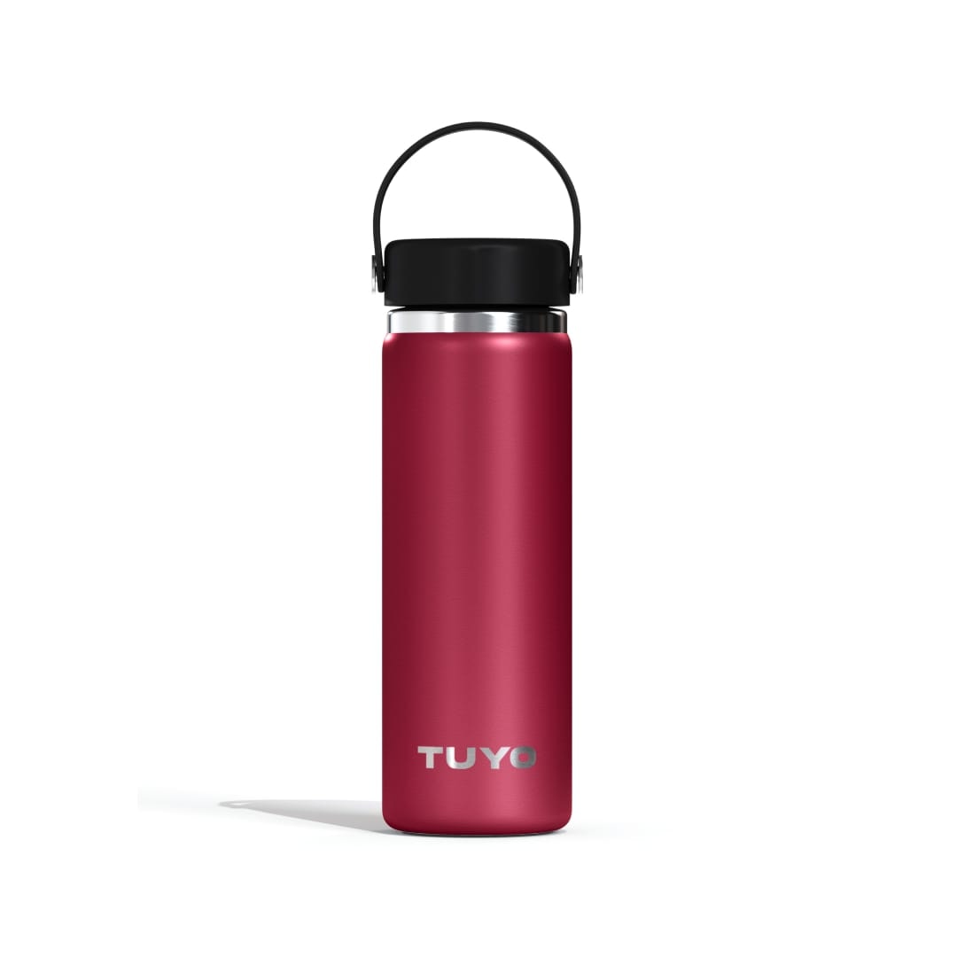 Garrafa Térmica Tuyo 600 ml Bordô, vista frontal com tampa fechada