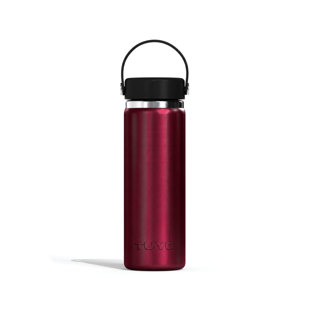 Garrafa Térmica Tuyo 600 ml Bordô Metálico, vista frontal com tampa fechada, foto 77 de 87