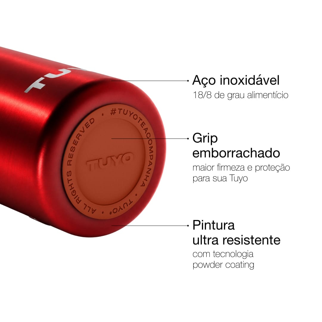 Garrafa Térmica Tuyo 600 ml Ferrugem Metálico, infográfico com as características, foto 85 de 87