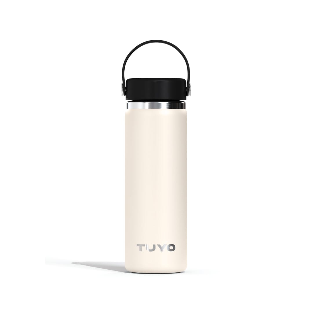 Garrafa Térmica Tuyo 600 ml Off White, vista frontal com tampa fechada