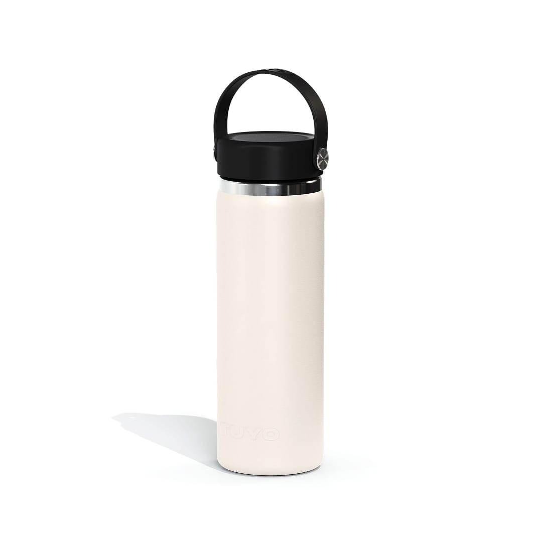 Garrafa Térmica Tuyo 600 ml Off White, vista frontal com tampa fechada, foto 23 de 87