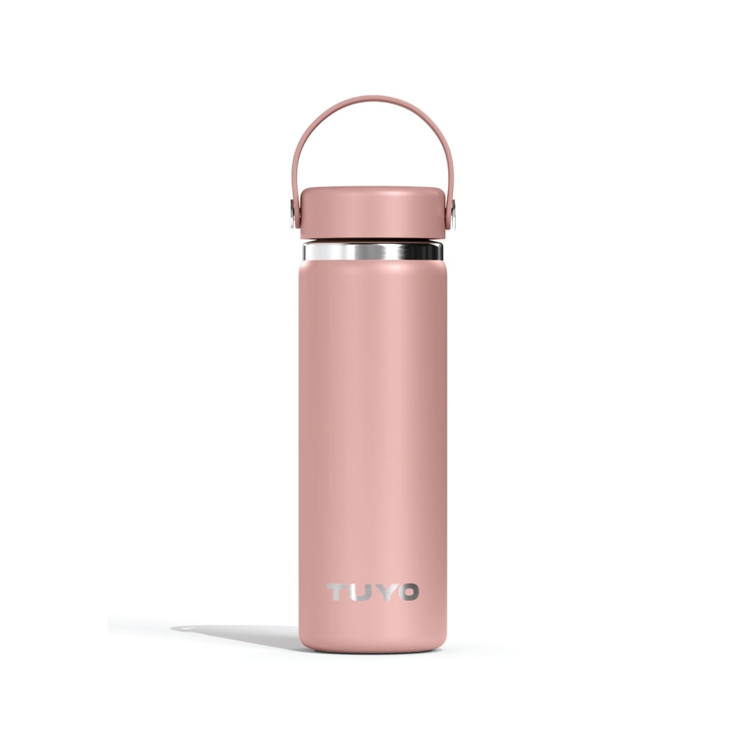 Garrafa Térmica Tuyo 600 ml Rosa Taupe, vista frontal com tampa fechada