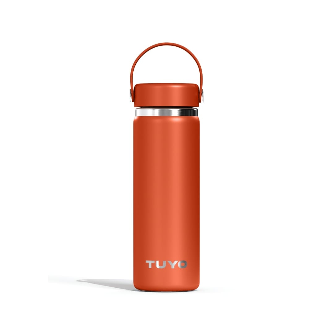 Garrafa Térmica Tuyo 600 ml Terracota, vista frontal com tampa fechada